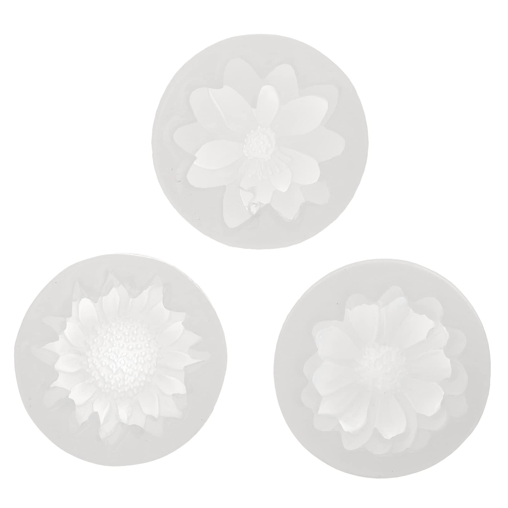 ULDIGI 3pcs DIY Jewelry Mold Epoxy Resin Molds Silicone Castin Craft Resin Multi- Style Flower Mold Soap Mould Silicone Resin Molds Sunflower Candle Crackers 3D Accessories Pendant White