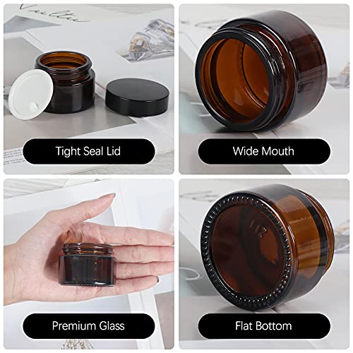 15 Pack 1 oz Empty Amber Glass Jars, 30ml Round Refillable Cosmetic Container Storage Jars with Inner Liners and Black Lids,Perfect Travel Jars for Cosmetics,Face Cream Lotion and More Beauty Products4