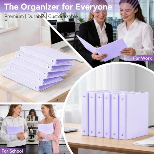 Image of SUIN 1 Inch 3 Ring Binder, Clear 1'' View Presentation Binders with 2 Pockets, Fits 8.5 x 11 Letter Size, Durable Polypropylene, Non-Stick & PVC-Free for School, Office & Home (Pastel Purple)