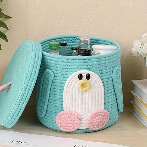 Image of Jute Basket For Storage Cotton Rope Toys Basket With Lid Handwoven Natural Foldable Laundry Hamper for Home, Office, Living Room Size 10x10 inch (SKY-BASKET)