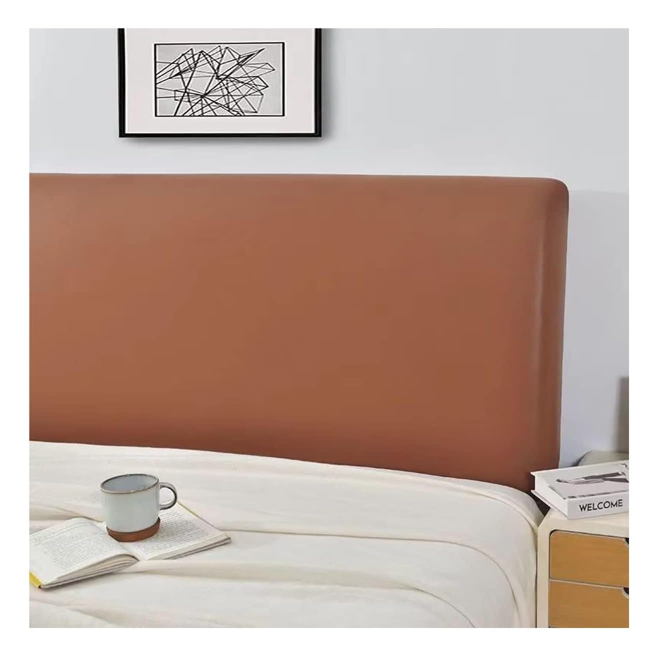Copri testiera Copri testiera letto, Copri testiera letto in pelle elasticizzata, Copri testiera letto antipolvere(Orange,220x70cm)