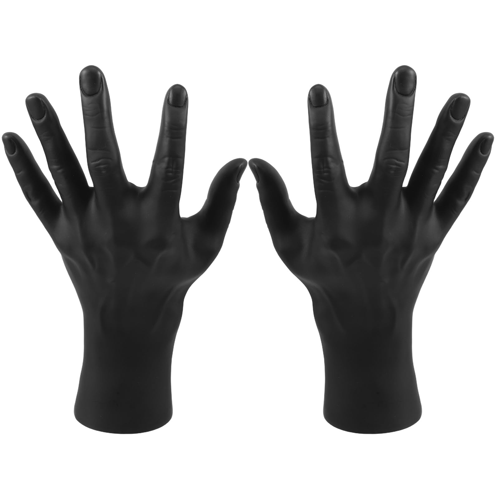 iplusmile 2 Stück Männliches Handmodell aus Schwarzem Kunststoff mit Offenem Fingerdesign zur Schmuckpräsentation von Ringen und Armbändern für Zuhause und Einzelhandel
