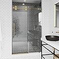 VIGO Elan Adjustable Frameless Sliding Shower Door with Clear Tempered Glass, Matte Gold, 56-60 in. W x 74 in. H, Reversible Handle and Stainless Steel Hardware