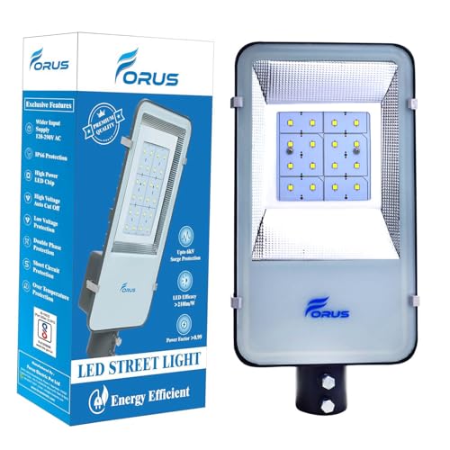 Image of Forus LED Street Light 80W Waterproof IP66 Outdoor White Lamp for Home Garden Parking Lot Road Pathway Highway Warehouse Factory Yard Driveway Pole Mounted LED Streetlight 5 Years Warranty 1Pc