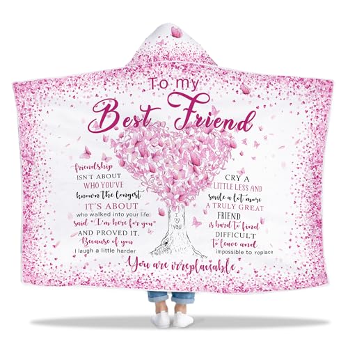 Taesun Friend Gifts for Women, Mothers Day Friend Gifts Wearable Blanket, Friend Birthday Gift Hoodie Blanket, Thoughtful Friend Hooded Blanket 47x72 in