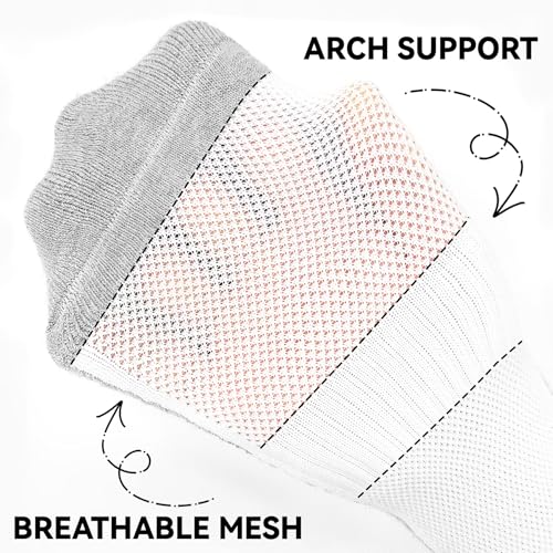 Men’s Non Slip Socks with Grips Yoga Pilates Anti Skid Athletic Ankle Gym Home Thick Cushioned Socks 4 Pairs4