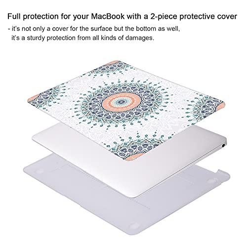 Icasso Compatible With Macbook Air 13 Inch Case 2018-2020 Release A2337M1/ A2179/A1932 With Retina Display Touch Id,Hard Plastic Shell Case And Keyboard Cover - Mandala & Lace #TOP4