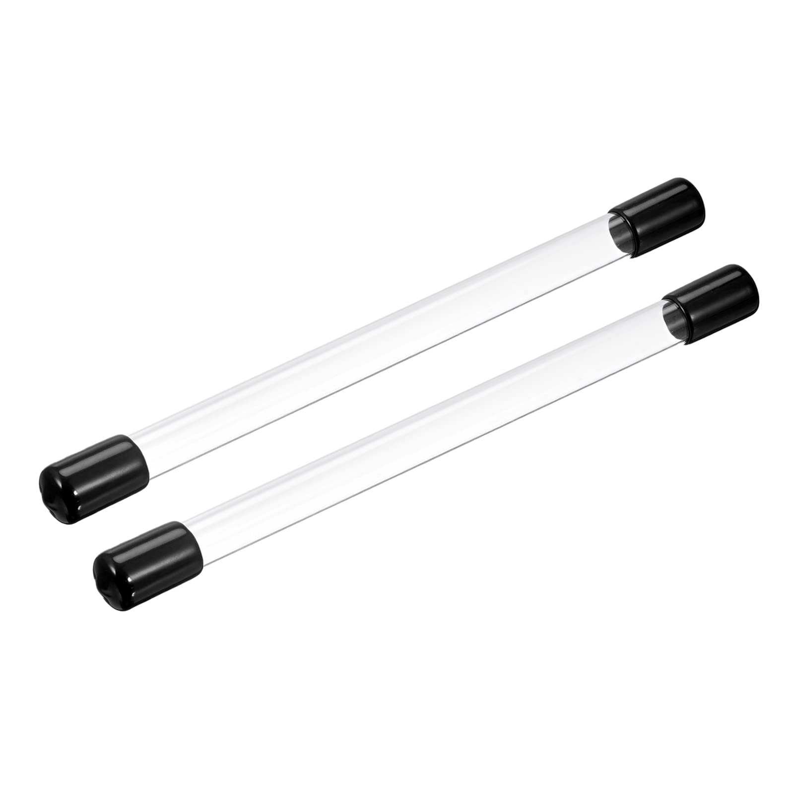 Tube rond en plastique rigide PATIKIL transparent 10x12mm de 305mm avec bouchons noirs