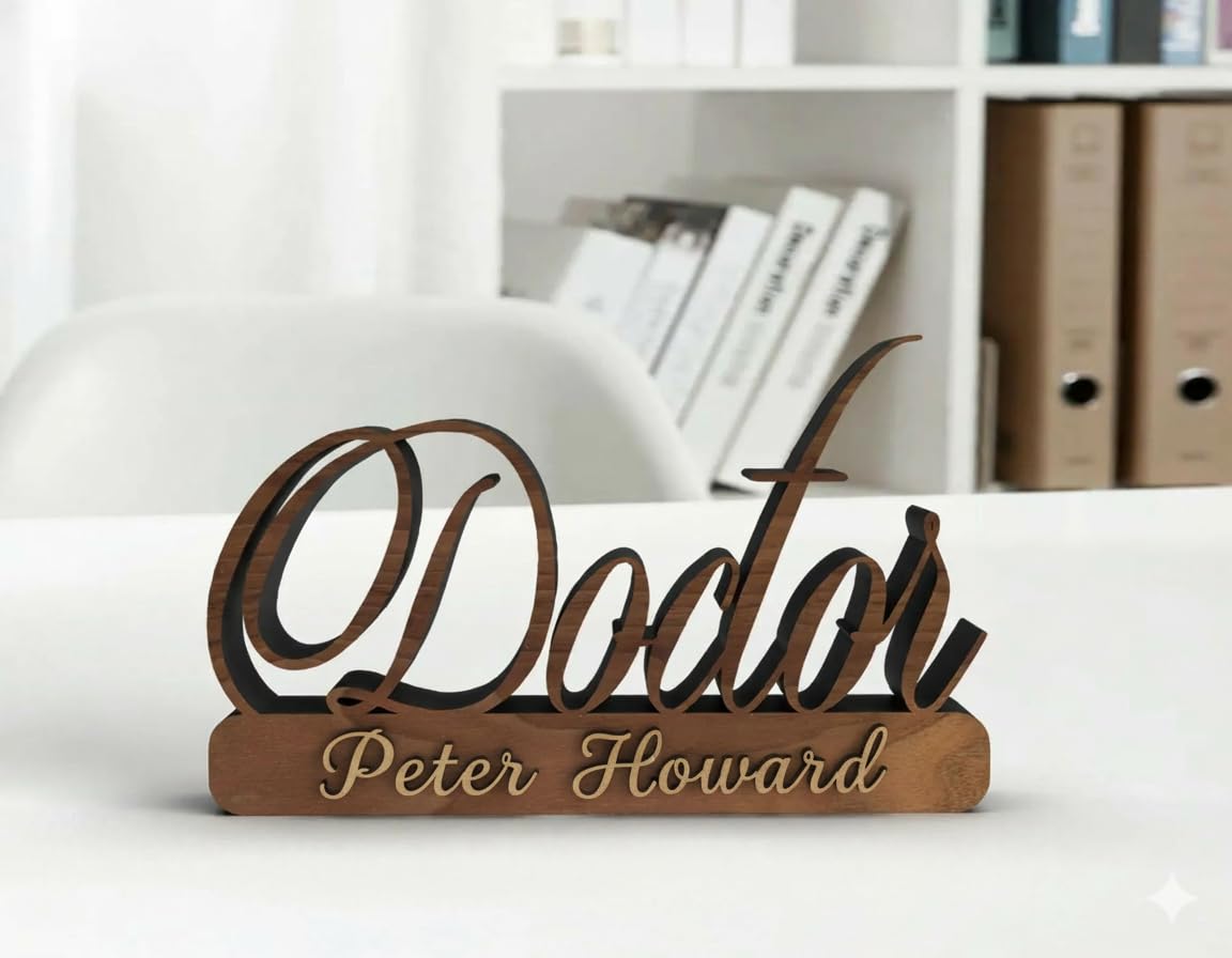 Desk Name Plate with Holder | Acrylic Name plate for office , Gift for Doctor, Teacher, Advocate, Medical, office or Promotion Gift for corporates | Personalised Name Plate Table Sign Stand | Gifts — Amazon image 10