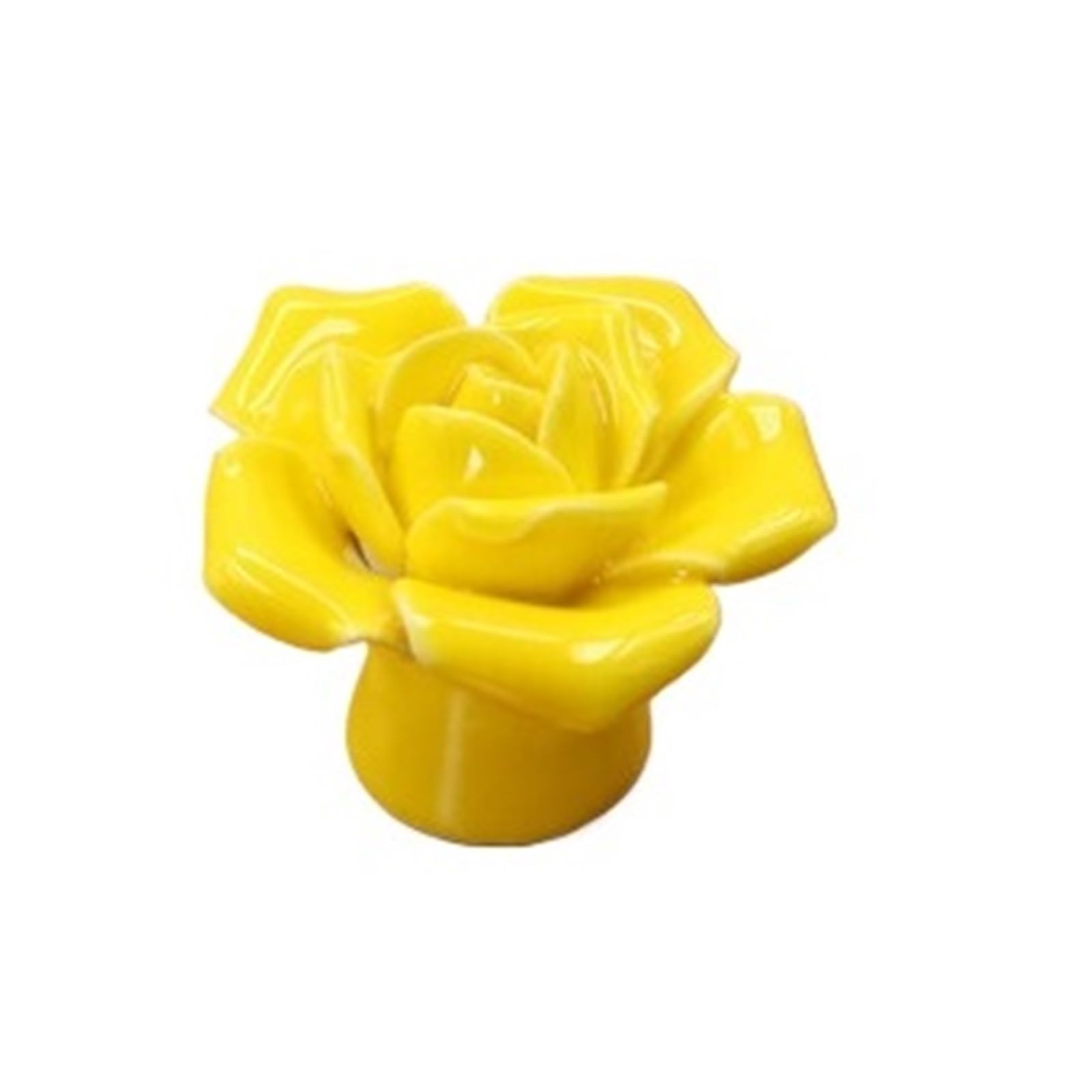 Zyayng Yellow 6Pcs Ceramic Flower Rose Drawer Knobs Handles 41Mm Diameter 34Mm Height Fashion Furniture Handles Hardware For Door(Yellow)