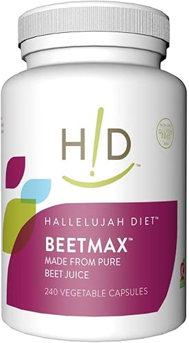 Hallelujah Diet - Cápsulas orgánicas BeetMax, suplemento de mezcla de vitaminas, minerales y antioxidantes, sin gluten, vegano, 240 cápsulas, 30