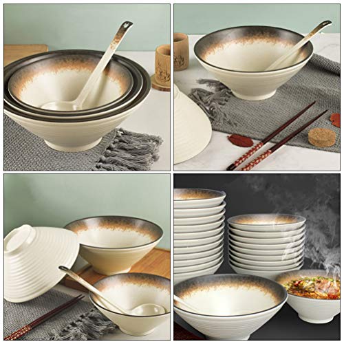Yardwe 2Pcs Autêntico Japonês Ramen Tigela de Porcelana Tigela de Macarrão Conjunto de Sopa de Arroz