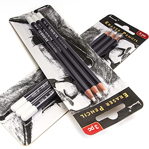Professional Eraser Pencils Set - Brusarth 3Pc Erasing Small Details Or Add Highlights For Sketching Pencils, Colored Pencils, Charcoal Drawings. Fine Detail Eraser For Beginners & Artists #TOP1