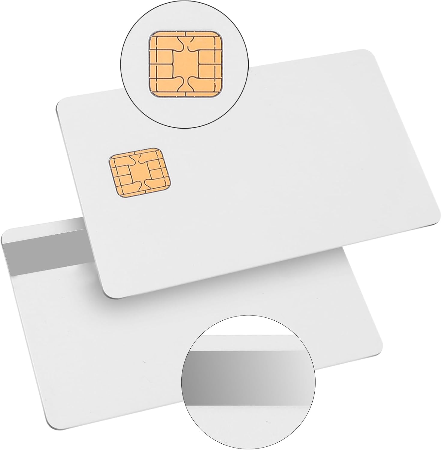 X-belmox for 40K Unfused Java Chip Card, J2a040 Chip Java Jcop Cards Unfused, 2 Track Smart Card with 8.4mm HICO Magnetic Stripe, Blank Card with Chip Silver Magnetic Strip (1 Pack)