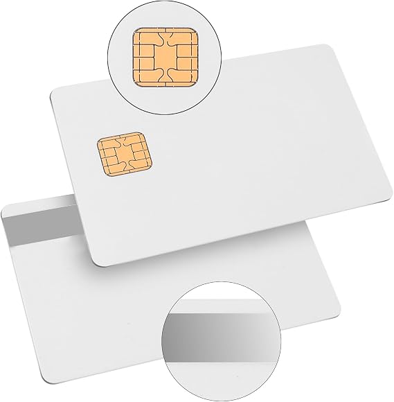X-belmox for 40K Unfused Java Chip Card, J2a040 Chip Java Jcop Cards Unfused, 2 Track Smart Card with 8.4mm HICO Magnetic Stripe, Blank Card with Chip Silver Magnetic Strip (1 Pack)