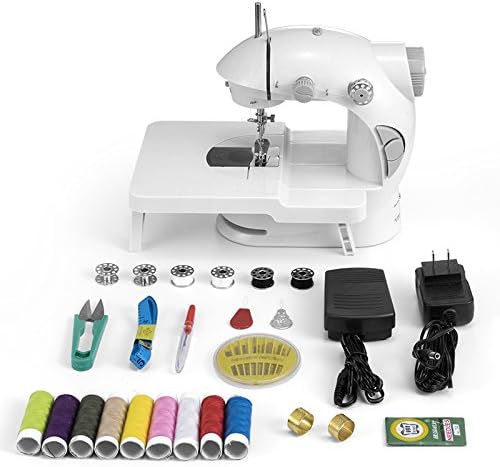 Mini Sewing Machine,Medelon Portable Electric Sewing Machine with Lamp and Thread Cutter, Foot Pedal and Extension Table