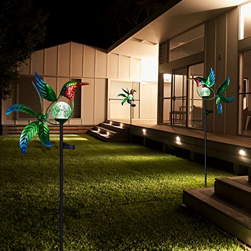 Dreamsoul Solar Hummingbird Wind Spinner, Kinetic Sculptures Wind Spinners Outdoor Metal Garden Stake Solar Garden Lights Decorative Wind Sculpture For Patio, Yard, Pathway, Garden Décor #TOP6