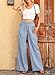 Sidefeel Women's Wide Leg Jeans High Waisted Loose Fit Summer Drawstring Denim Pants Sky Blue Size 8