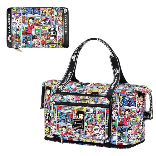Tokidoki Unicorno Travel Duffel Bag Waterproof Weekender Bag Carry On Tote Bags for Women Cartoon Unicorno Large Capacity Travel Essentials Sport Gym Bag for Women Men (TB-Super Adios)