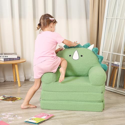 image for MOMCAYWEX Foldable Kids Sofa, Triceratops Toddler Couch with Tri Foldi