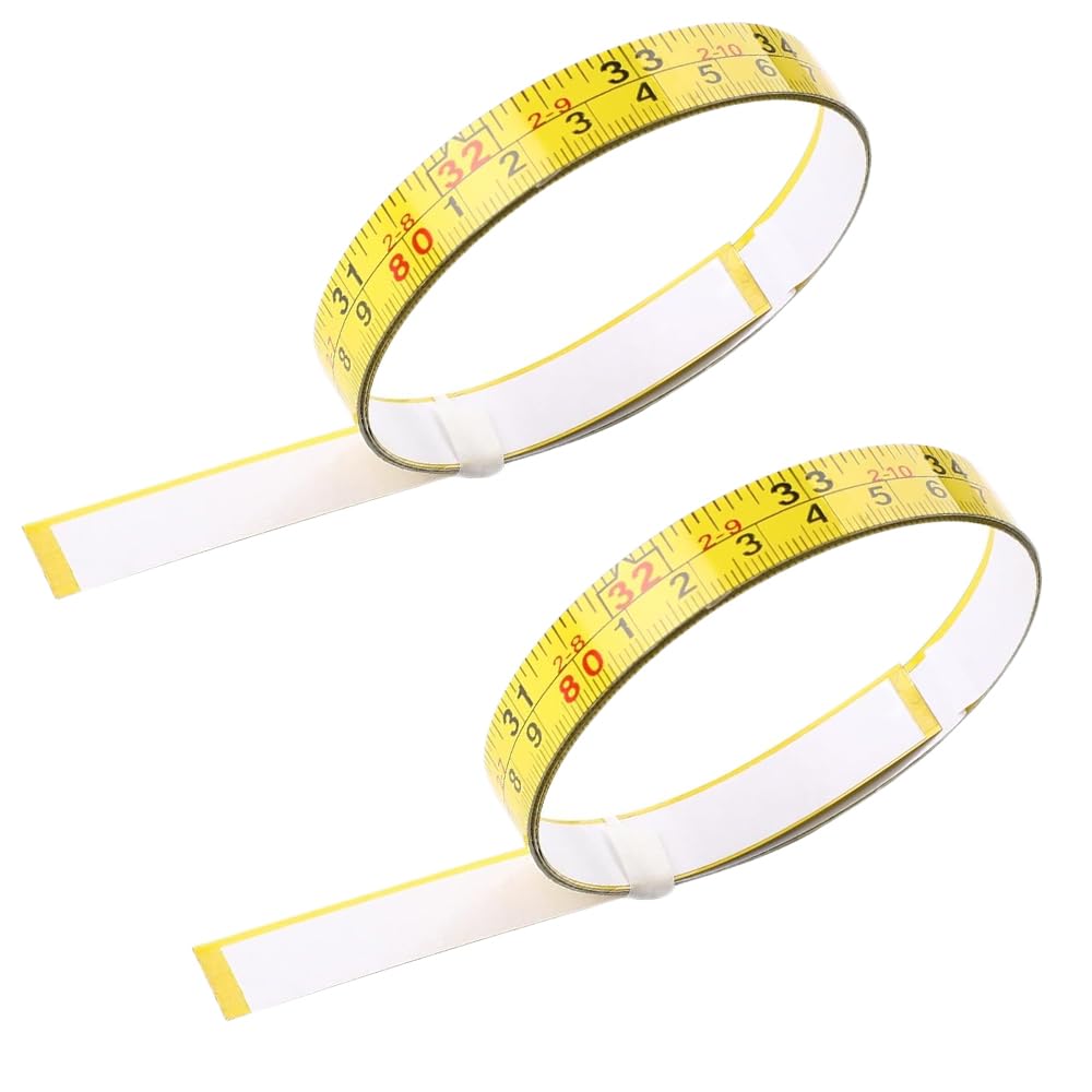 2Pcs Steel Self-Adhesive Measuring Tape, 39 Inch/100cm Imperial and Metric Ruler Tape, Left to Right Sticky Measure Tape, Measure Workbench Ruler for Woodworking, Saw, Drafting Table, Yellow