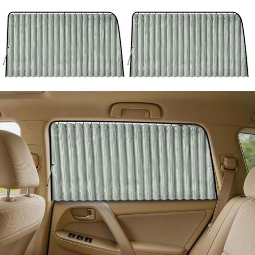 ZATOOTO Car Side Window Sun Shade - 2 Pcs Grey Magnetic Privacy Sunshades - Curtain Keeps Cooler Screen for Baby Sleeping