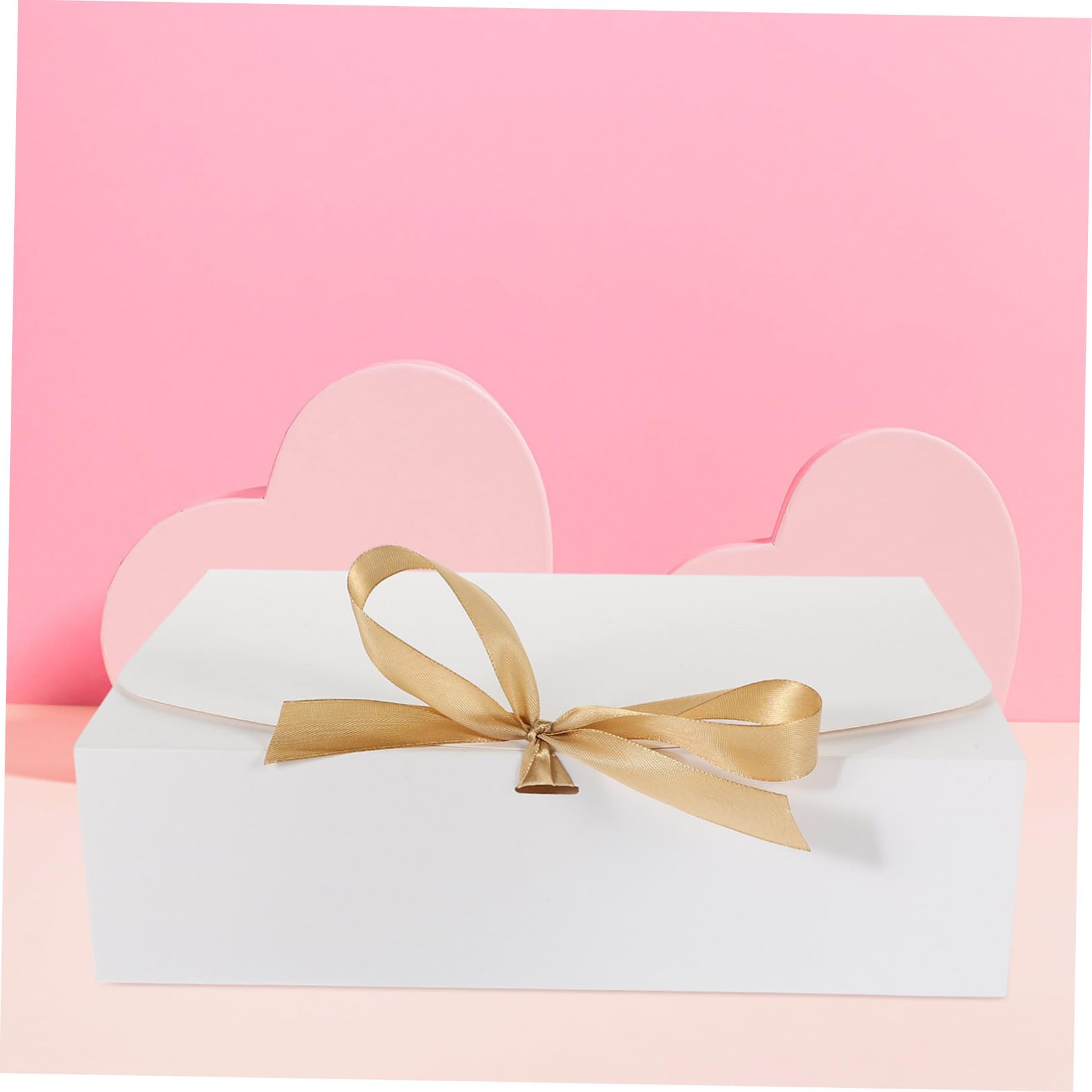 BETOOKY 10 Stück Weiße Geschenkschachteln mit Schleife aus Karton Faltbar und Leicht für Schmuck und Kerzen als Geschenkverpackung zum Valentinstag