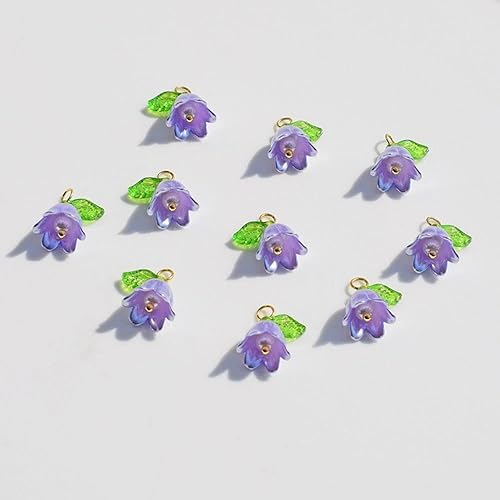 Miniatura 1 de 10 cuentas de flores de orquídea campana, cuentas espaciadoras para hacer joyas, proyectos de cuentas, pulseras, collares, aretes (morado)