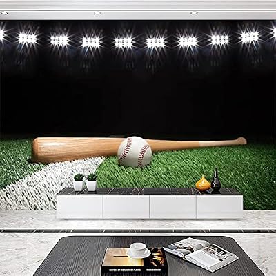 Baseball Stadium 3D Large Photo Wallpaper, Baseball Fan Wall Murals, Mural Wallpaper for Living Room Bedroom TV Background Office Decor - 177.16x 120(W x H)