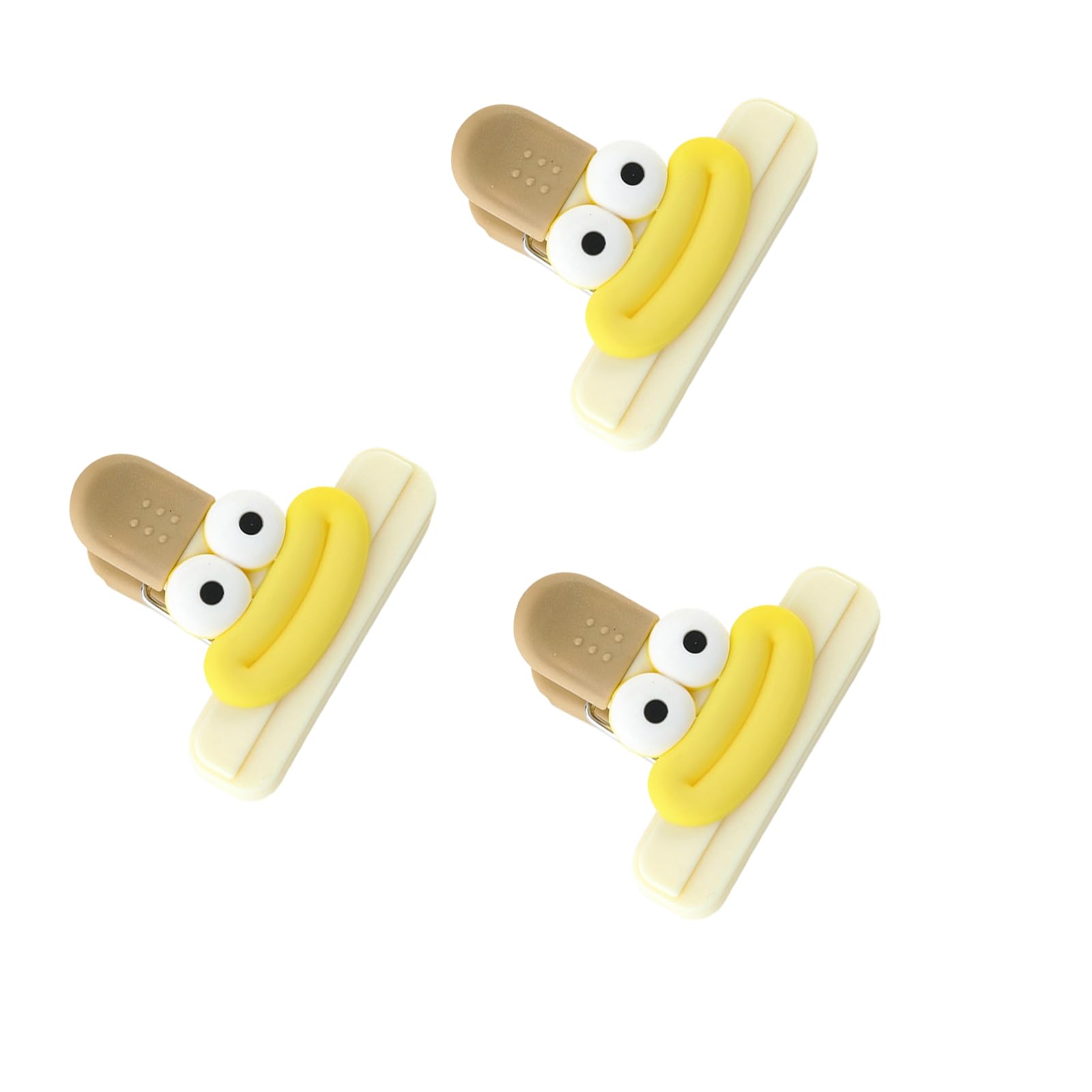 Mekalero Of 3 Soft Silicone Handle Bag Clips for Snacks Organization Practical Chip Bag Sealers Food Storage Accessories Cartoon Food Clips