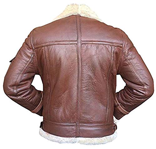 SpazeUp MenS Faux Fur Shearling Real Sheepskin Leather Jacket | B3 Flight Pilot Aviator Bomber Jackets Coat Men3