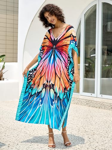 Image of NFVNKJ Women's Plus Size Beach Lounge Kaftan Maxi Dress Swimsuit Coverup for Women