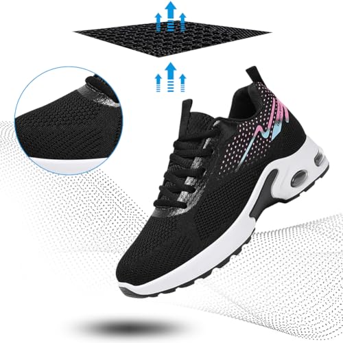 Image of Padgene Womens Sneakers Air Cushion Running Shoes Lightweight Tennis Walking Shoes Mesh Breathable Gym Work Fashion Sneakers Athletic Comfortable Casual