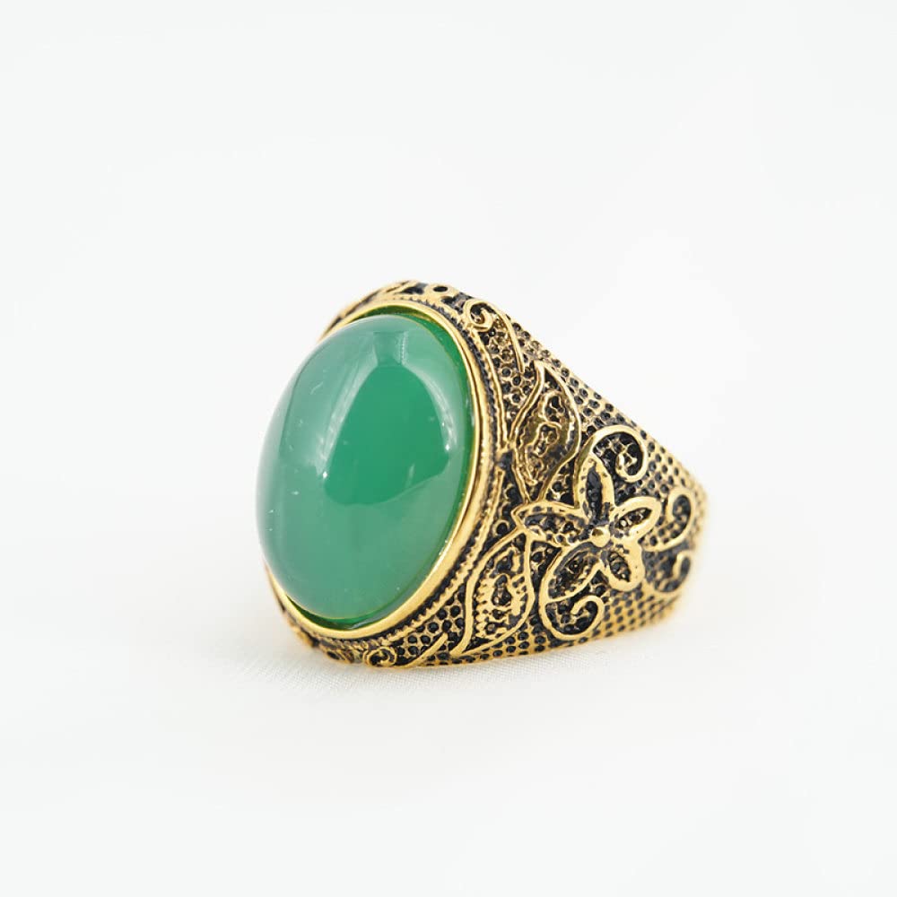 Anello Uomo In Giada Verde - Largo E Regolabile - Pietra Naturale - Ideale Per San Patrizio O Regalo