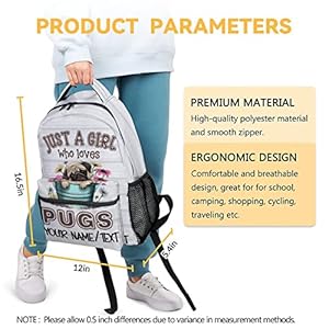   Personalized-Cute-Pug-Backpack-with-Name-Text-16-Inch-Dog-Theme-Bookbag-with-Adjustable-Straps-Durable-Lightweight-Large-Capacity-School-Backpack-for-Kids-Girls-Boys