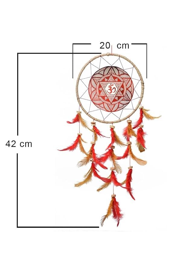 Handmade Om Dream Catcher for Good Luck, for Home & Office Decor, Bedrooms, Gifting (Pack of 1), Maroon