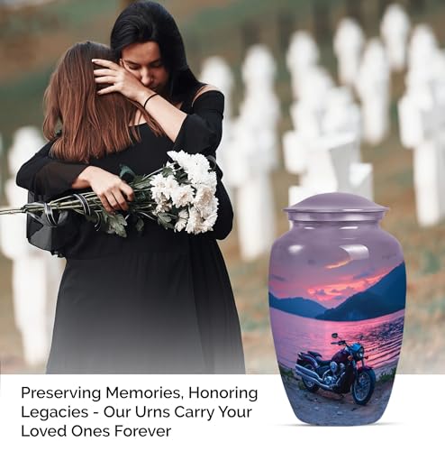 Image of Personalized Bike - Burial Urns - Human Remains Urn - 10 Inch - Large with Velvet Bag - Large Funeral Urn - Decorative Urns for Ashes - Cremation Urn for Ashes - Memorial Urns for Mom & Dad