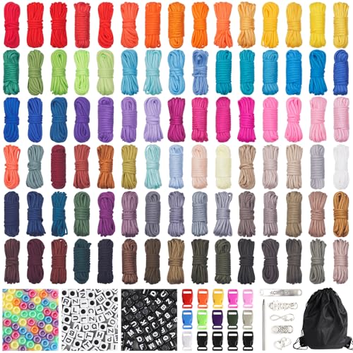 GNILLKO 90 Colors Paracord 550 - 10 Feet Bracelet Kit With Complete Accessories, Multifunction Rope...