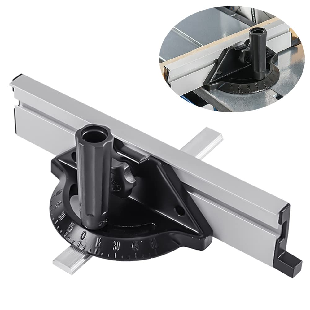 ZYWUOY Calibre inglete, Regla de Placa Angular para Sierra de Mesa, de Valla de Bloque de Empuje Ajustable