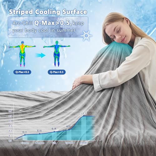 Image of EMME Cooling Blankets for Hot Sleepers, Summer Blanket Twin 60 inchx80 inch for Bed, Thin Lightweight Throw Blanket for Couch, Double-Sided Keep Body Cool, Grey Cold Sheet Night Sweats