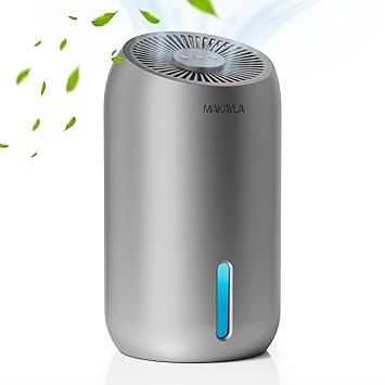 Dehumidifiers,MAKAYLA Dehumidifiers 56oz(1650ml) 5500 Cubic Feet(550sq ft) Big Dehumidifier with 7 Colors Light and Auto Shut-off,Quiet Compact for Home,Basements,Bathroom,Bedroom,RV-Grey