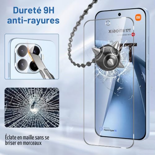 Natbok Verre Trempé pour Xiaomi 17T 5G, [2+2 Pièces] Protection D'écran avec Caméra Arrière Protecteur Sans Bulles Anti-Rayures Protection d'écran pour Xiaomi Mi 17 T, Facile à Installer – vue 3