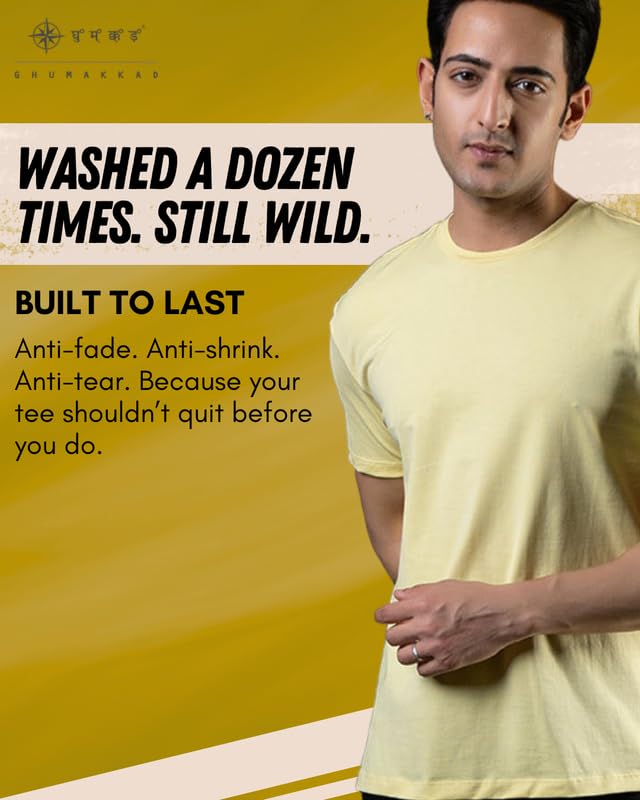 Image of Ghumakkad Cotton Blend Half Sleeve Round Neck Sports T Shirt for Men