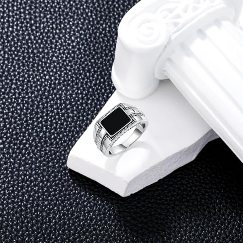 Square Genuine Black Onyx Signet Ring for Men 925 Sterling Silver Real Black Onyx Pinky Ring for Husband Dad3