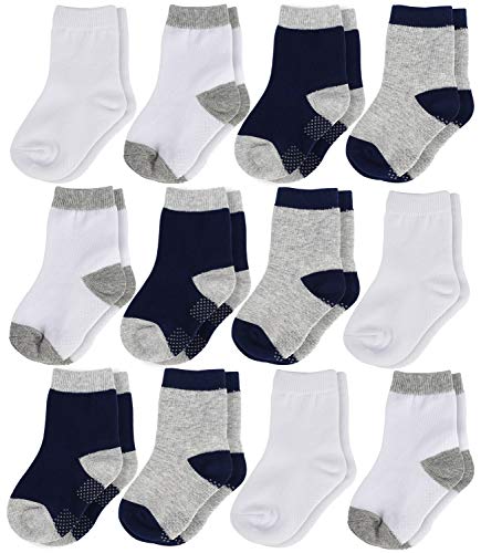 La Volupte Kid Cotton Athletic Sock Boys Girls Baby Toddler Crew Socks 12-Pack