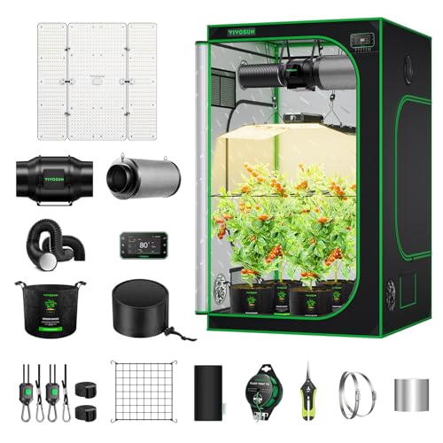 VIVOSUN Smart Grow Tent Kit, 4 × 4ft 4-Plant System, WiFi-Integrated Automatic Grow System with Full Spectrum LED Grow Light, Efficient Ventilation System with GrowHub E42A+ Controller