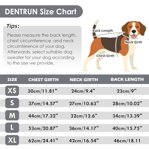 DENTRUN Hundepullover, Fleece Sweater für Hunde, Winter Warmer für Kleine Hunde, Rollkragen Strickpullover