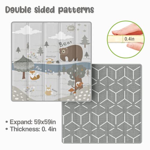 Image of Fodoss Baby Play Mat, 59x59inch Play Mat, 0.4 in Thick Waterproof Playmat