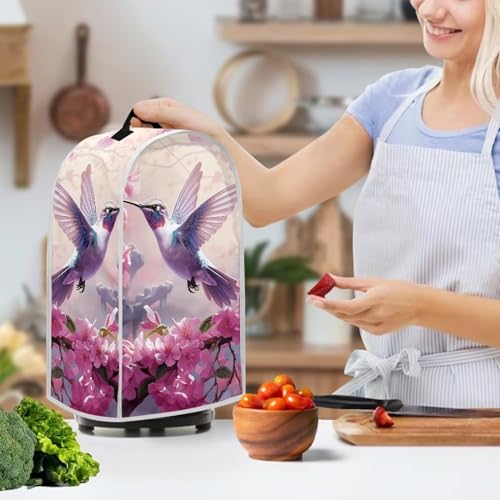 Image of Talayituse Hummingbird Cherry Blossom Blender Dust Cover with Handle, Stand Mixer or Coffee Maker Appliance Cover Anti Fingerprint Dust Proof Stain Resistant Blender Cover for Home Kitchen