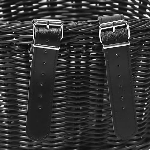 Bike Basket Front for Kids & Adult, Detachable Rattan-Style, Black, Small - image 7